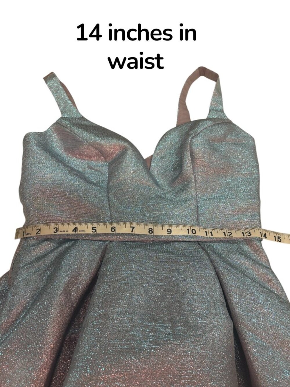 Fifteen Roses Metallic Pink Teal Fit Flare Dress Size 2 NWT Party Prom - Picture 7 of 13